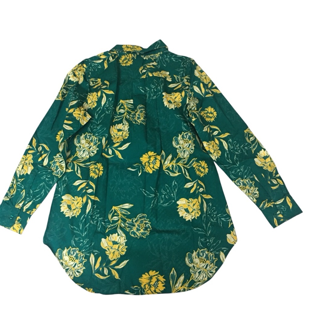 Masseys Green Yellow Floral Button Down Tunic Top Shirt - Women’s 12 NWOT - Picture 8 of 10